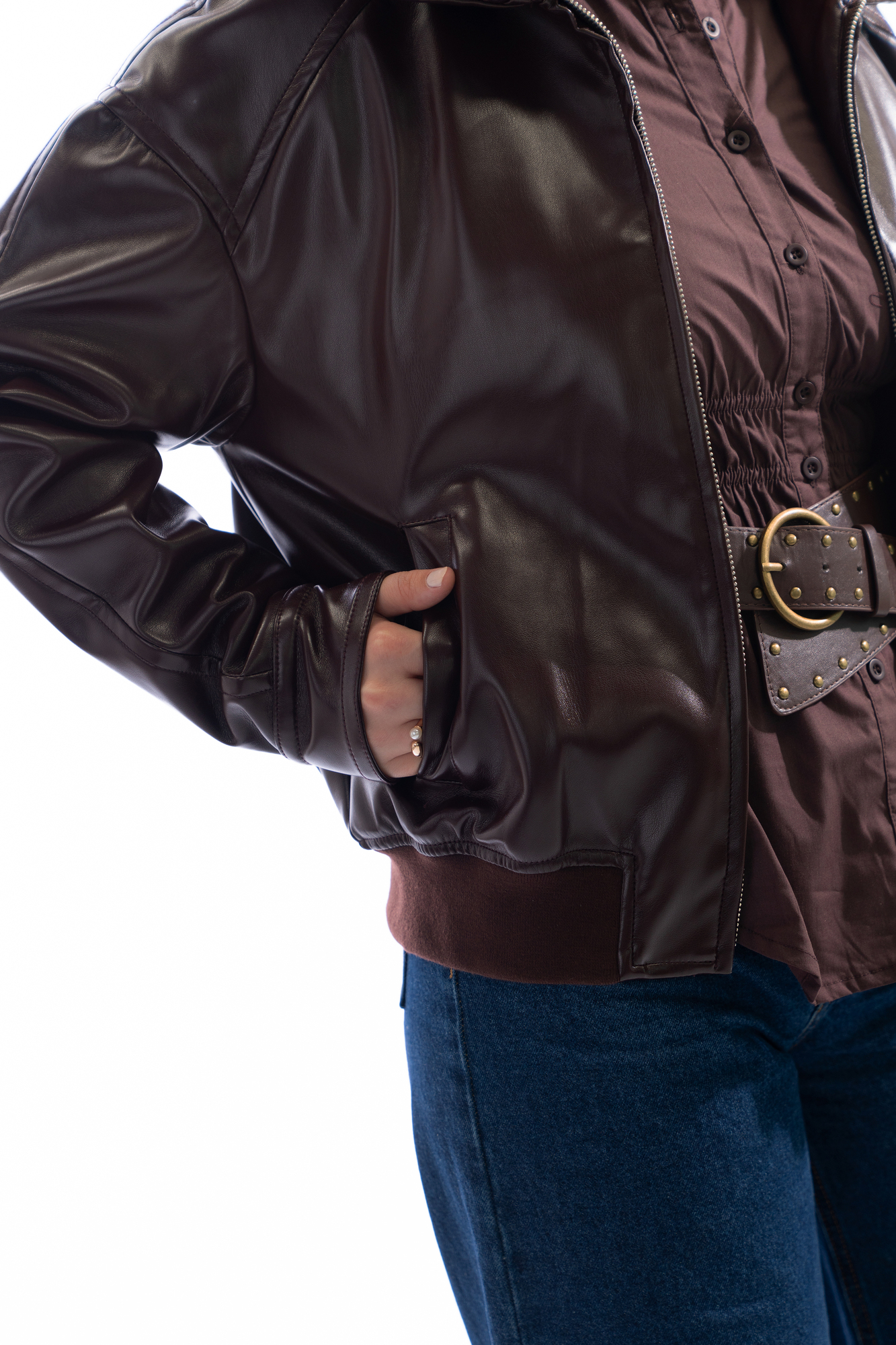 CASACA LEATHER CUELLO TEXTURA - 5