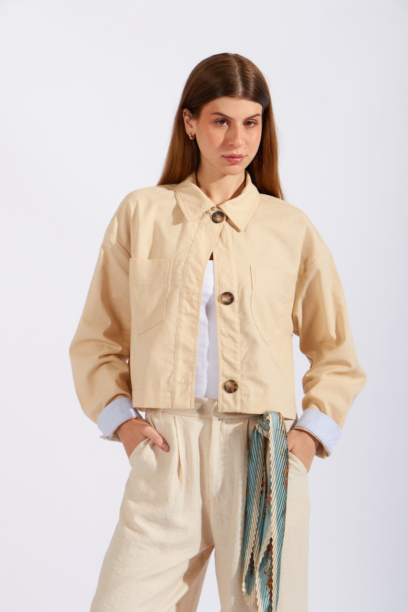 CHAQUETA CROPPED LINO - 1