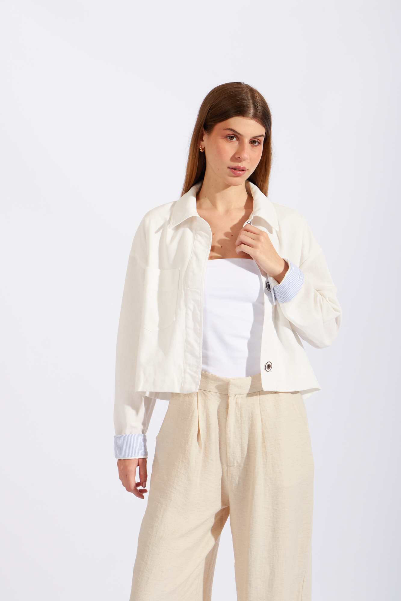 CHAQUETA CROPPED LINO - 1