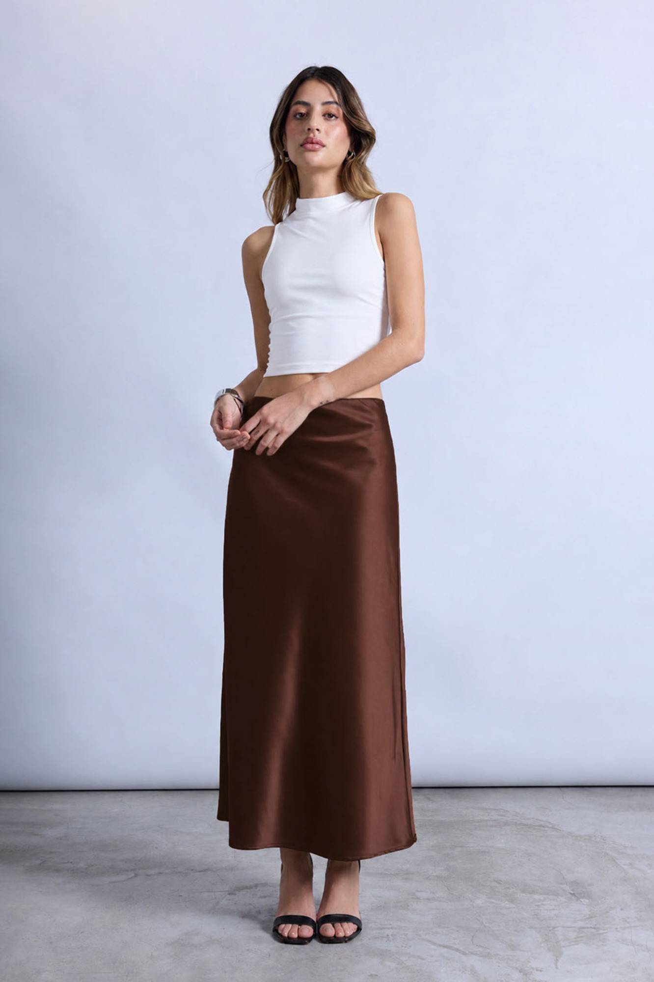 FALDA MIDI SATINADA - 1