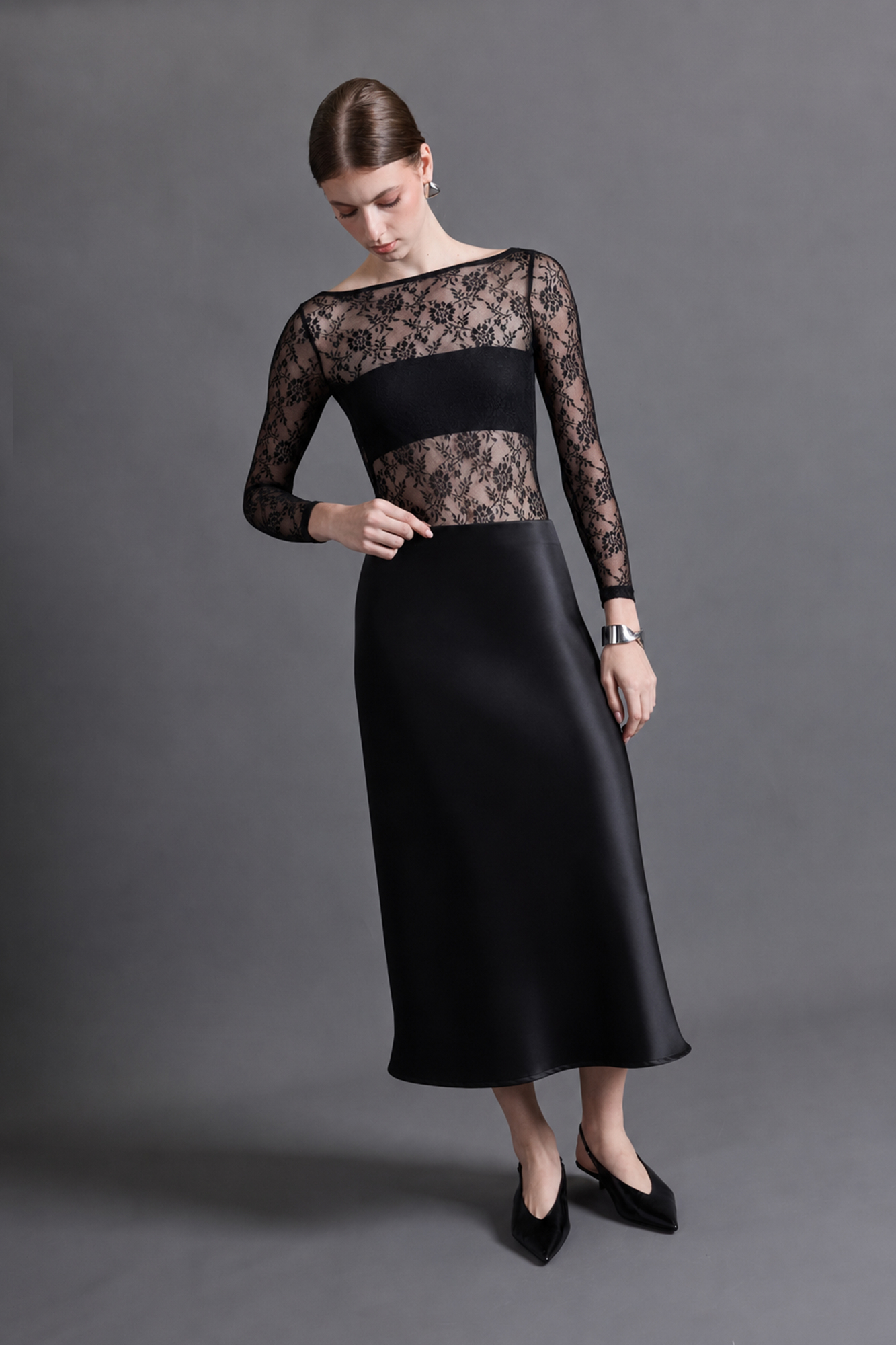 FALDA MIDI SATINADA - 1