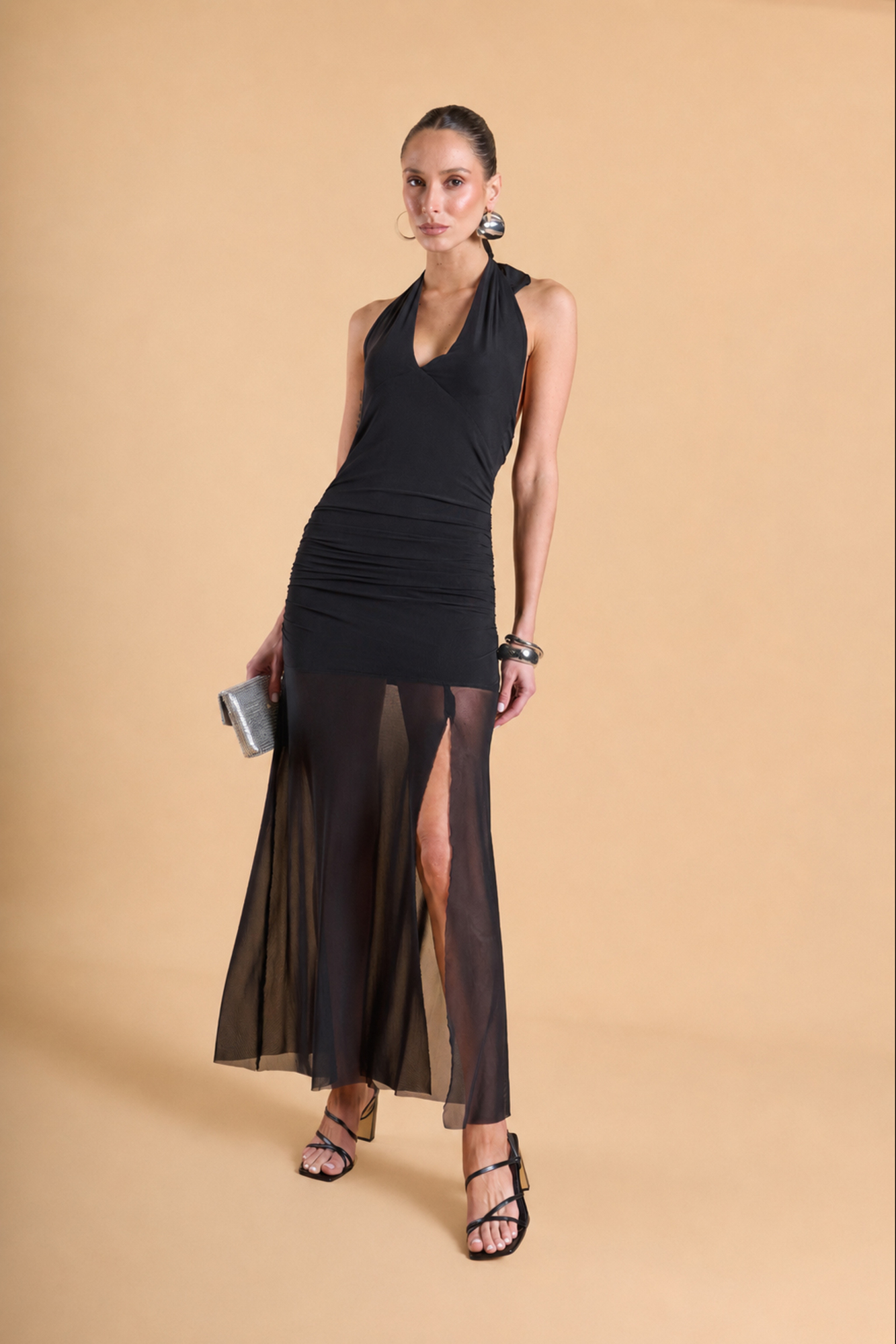 VESTIDO HALTER DRAPEADO - 1