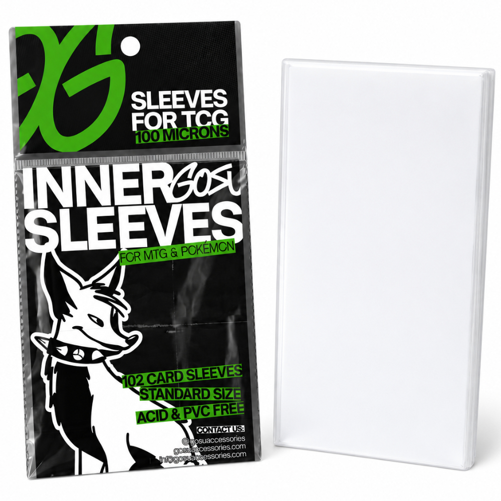 FUNDAS MICAS SLEEVES PARA CARTAS POKEMON TCG Y MAGIC PARA 100 CARDS - TRANSPARENTE - GOSU STANDARD - 1