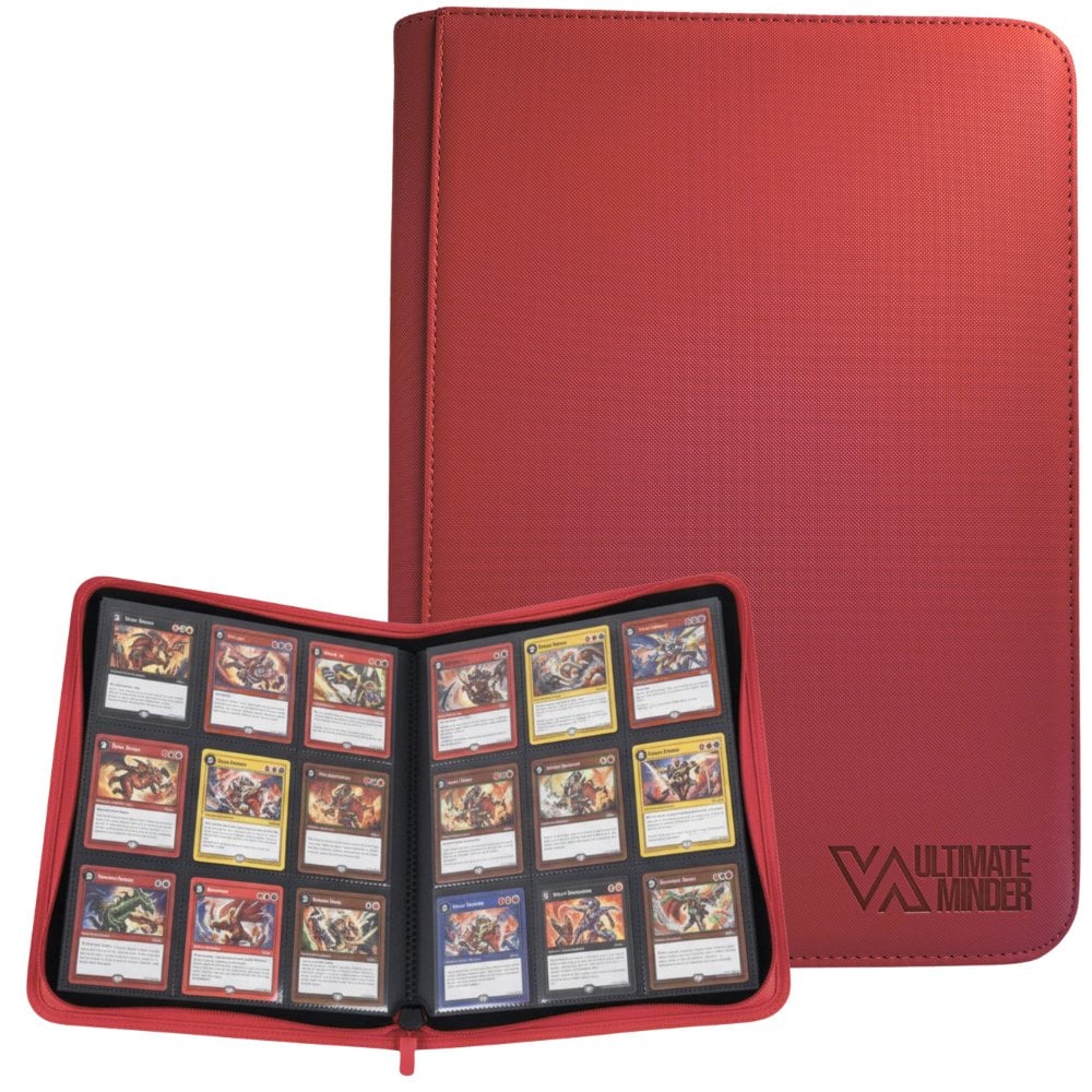 ALBUM CON CIERRE PARA CARTAS POKEMON TCG Y MAGIC PARA 360 CARDS - ROJO - FOLDER BINDER ULTIMATE - 1