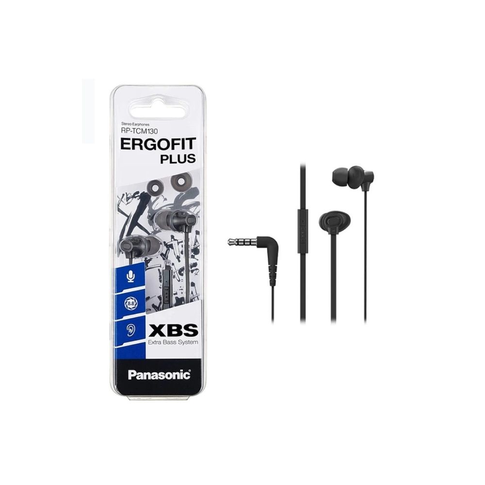 AUDÍFONOS PANASONIC IN-EAR RP-TCM130 ERGOFIT PLUS XBS EXTRA BASS COLOR NEGRO - 1
