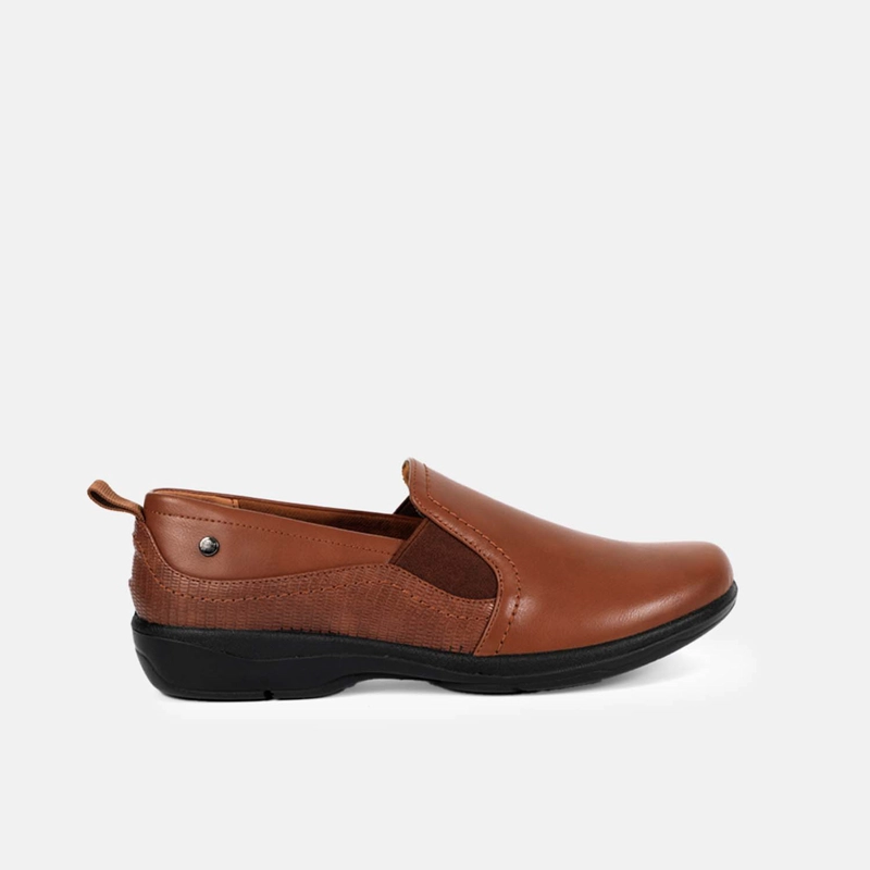 MOCASINES MUJER BATA CUERO CAMEL CASUALES COMFIT - 1