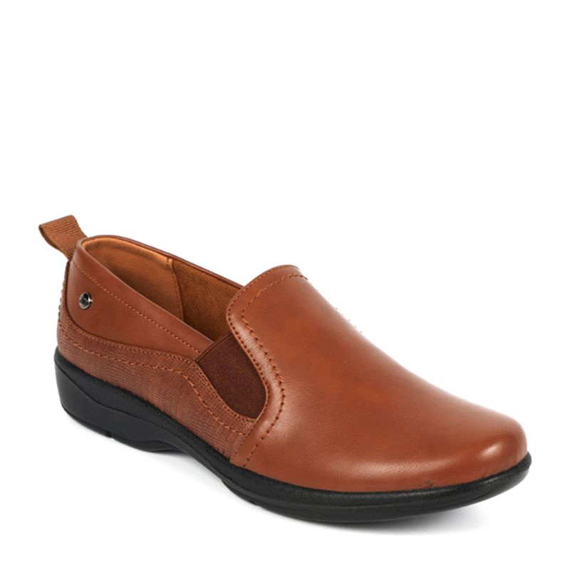 MOCASINES MUJER BATA CUERO CAMEL CASUALES COMFIT - 2