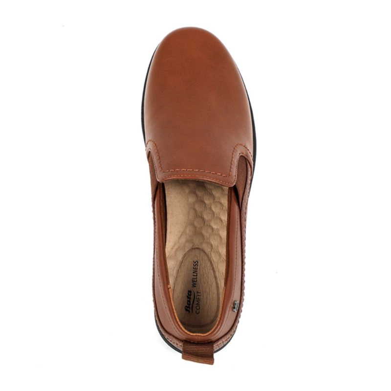 MOCASINES MUJER BATA CUERO CAMEL CASUALES COMFIT - 5
