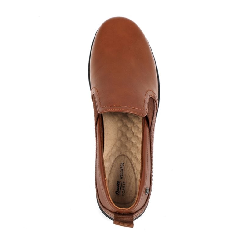 MOCASINES MUJER BATA CUERO CAMEL CASUALES COMFIT - 5