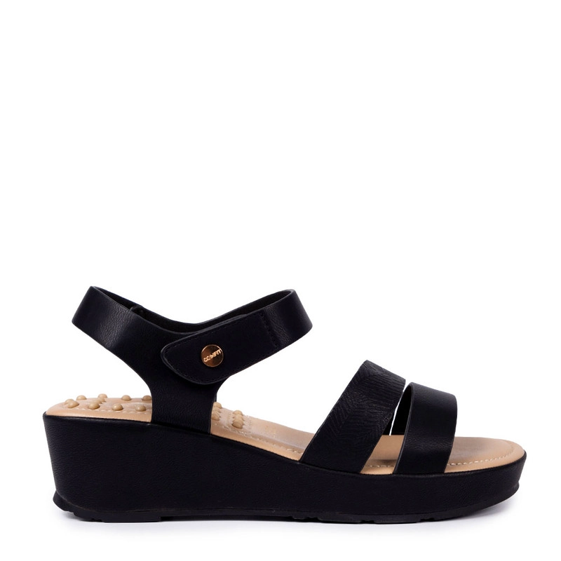 SANDALIAS MUJER BATA NEGRO CASUALES COMFIT - 1