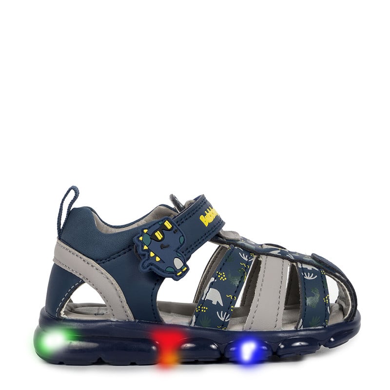 SANDALIAS NIÑO BUBBLEGUMMERS AZUL MARINO CON LUCES - 1