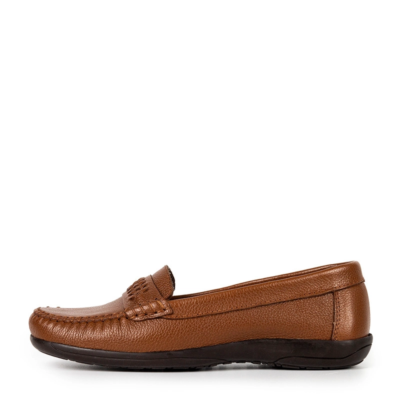 MOCASINES MUJER BATA CUERO CAMEL CASUALES COMFIT - 1