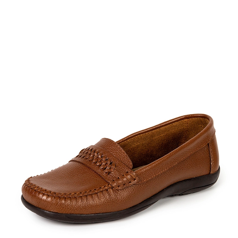MOCASINES MUJER BATA CUERO CAMEL CASUALES COMFIT - 2