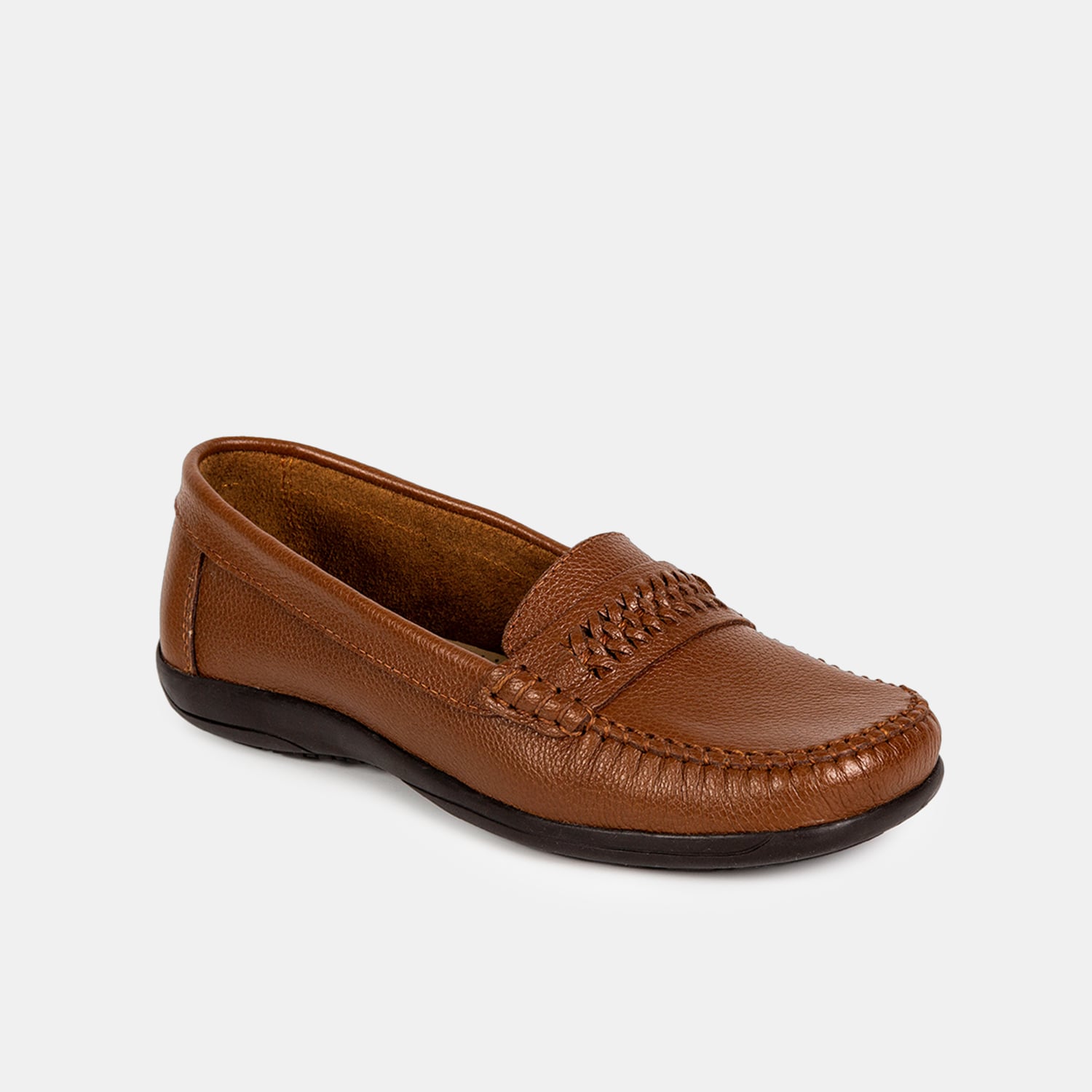 MOCASINES MUJER BATA CUERO CAMEL CASUALES COMFIT - 2