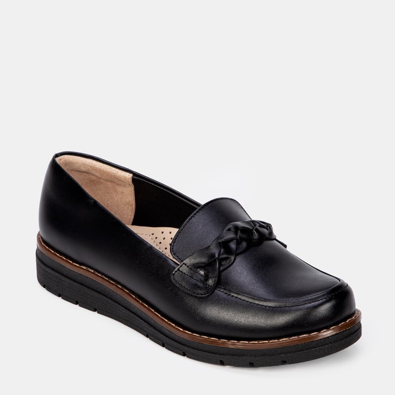 MOCASINES MUJER BATA NEGRO CASUALES - 4