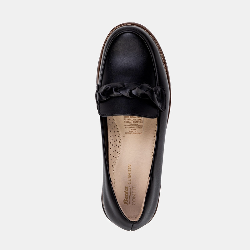 MOCASINES MUJER BATA NEGRO CASUALES - 5