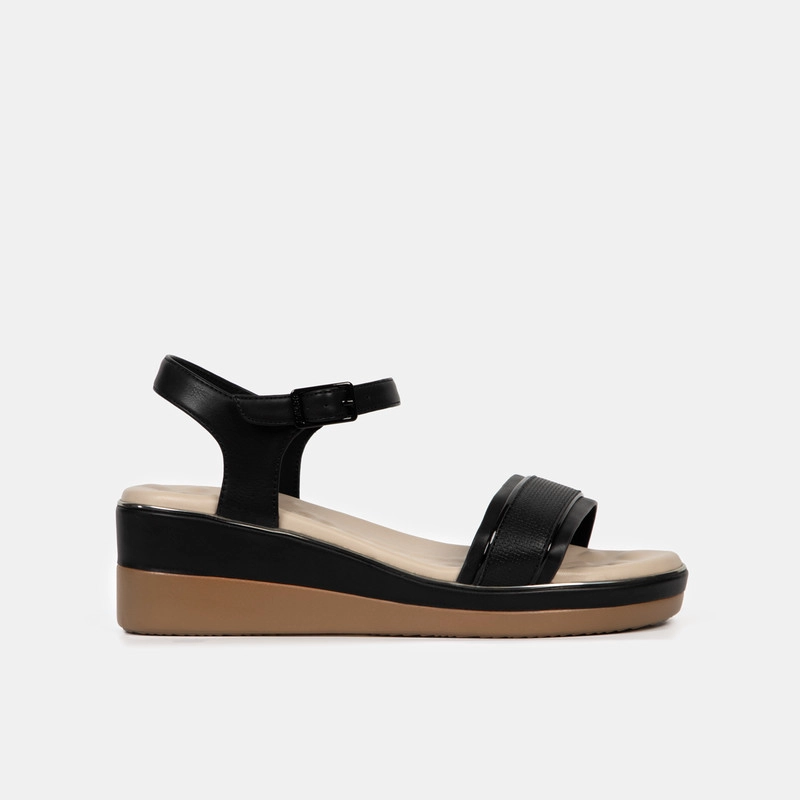 SANDALIAS MUJER BATA NEGRO CASUALES COMFIT - 1