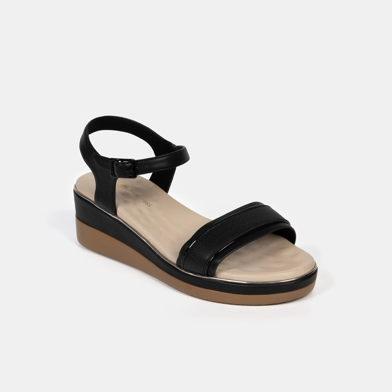SANDALIAS MUJER BATA NEGRO CASUALES COMFIT - 2