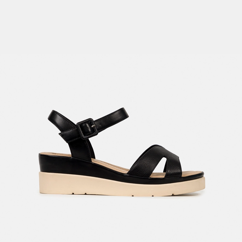SANDALIAS MUJER BATA NEGRO CASUALES COMFIT - 1