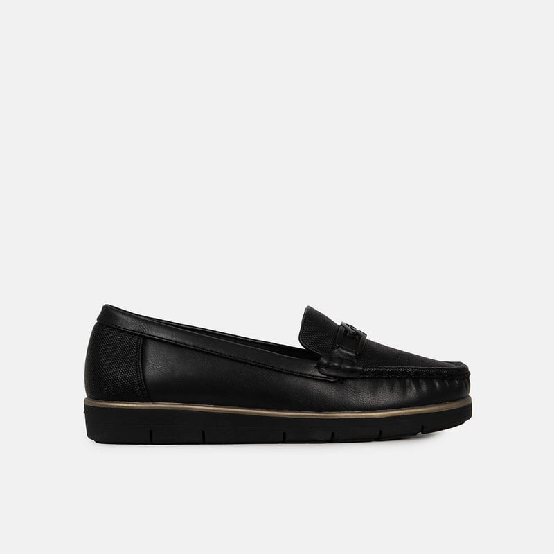 MOCASINES CASUALES  MUJER BATA COMFIT NEGRO - 1