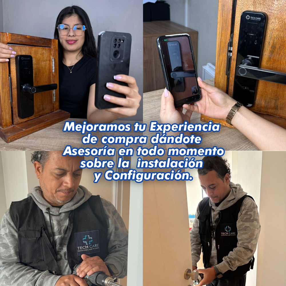 CERRADURA TECH CARE 8610 NEGRO DIGITAL INTELIGENTE TUYA 5 MODOS + ASESORÍA - 8