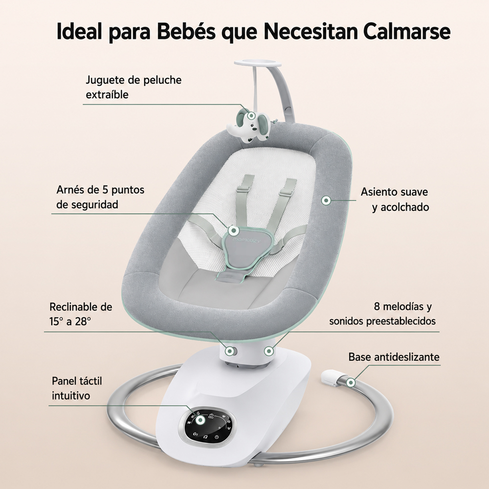 COLUMPIO AUTOMÁTICO DE MOVIMIENTO MÚLTIPLE PARA BEBÉ MOMCOZY - 4