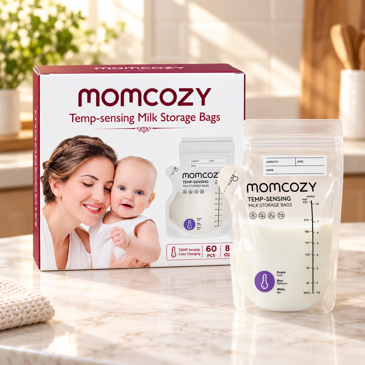 CAJA DE 60 BOLSAS RECOLECTORAS DE LECHE MOMCOZY - 1