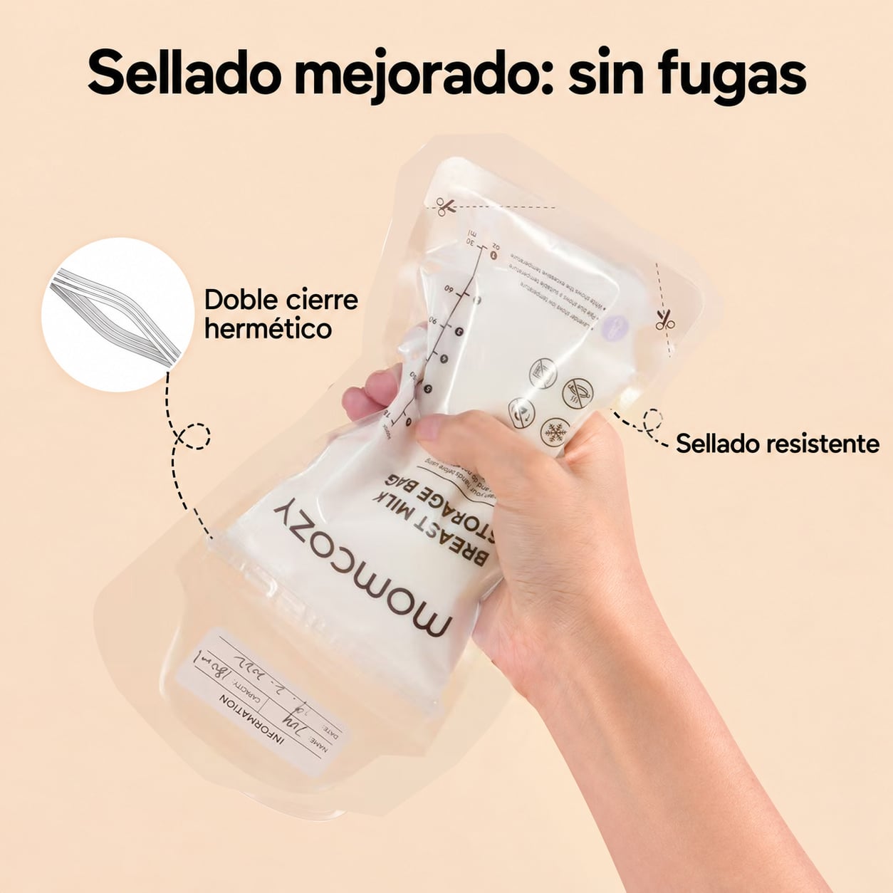 CAJA DE 60 BOLSAS RECOLECTORAS DE LECHE MOMCOZY - 4