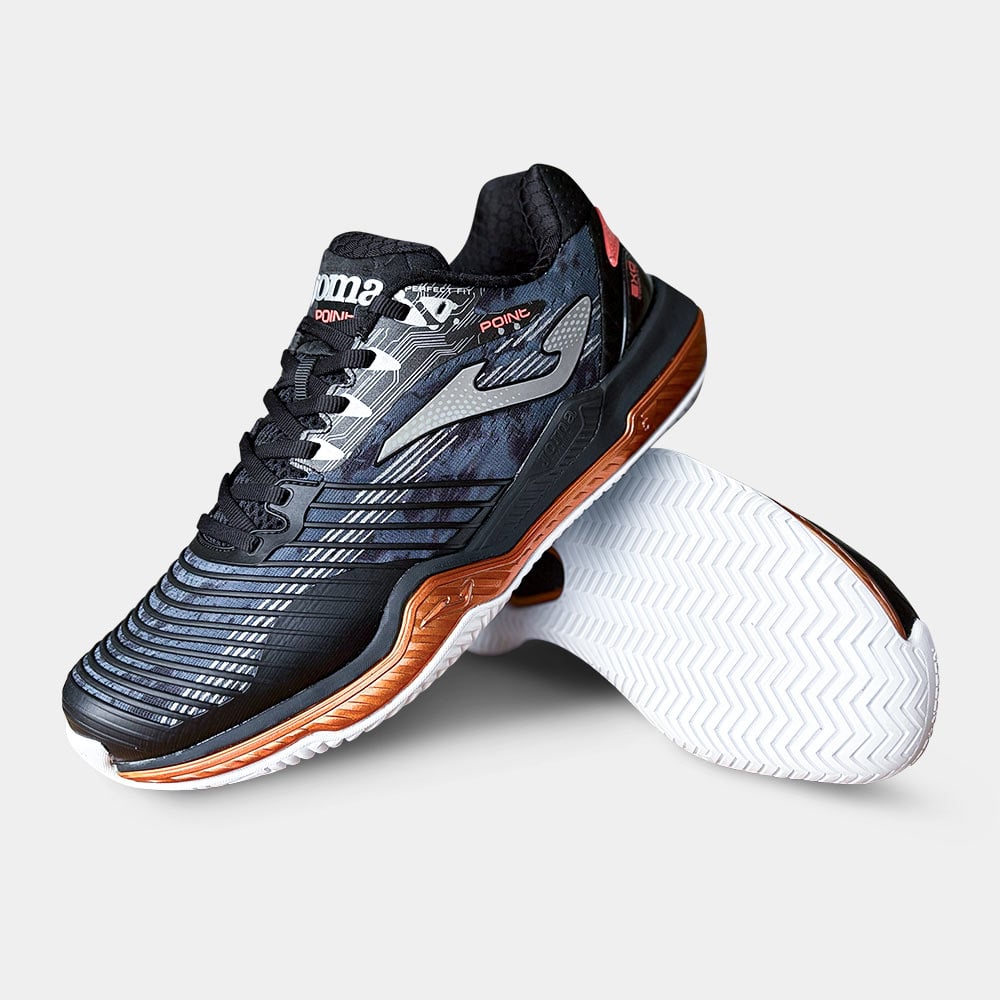 ZAPATILLAS TENIS POINT MEN 2501 AC NEGRO NARANJA - 2