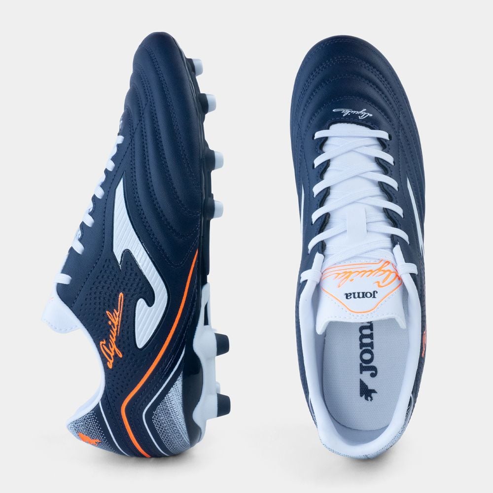 ZAPATILLAS FUTBOL AGUILA 2603 FG AZUL MARINO NARANJA - 2