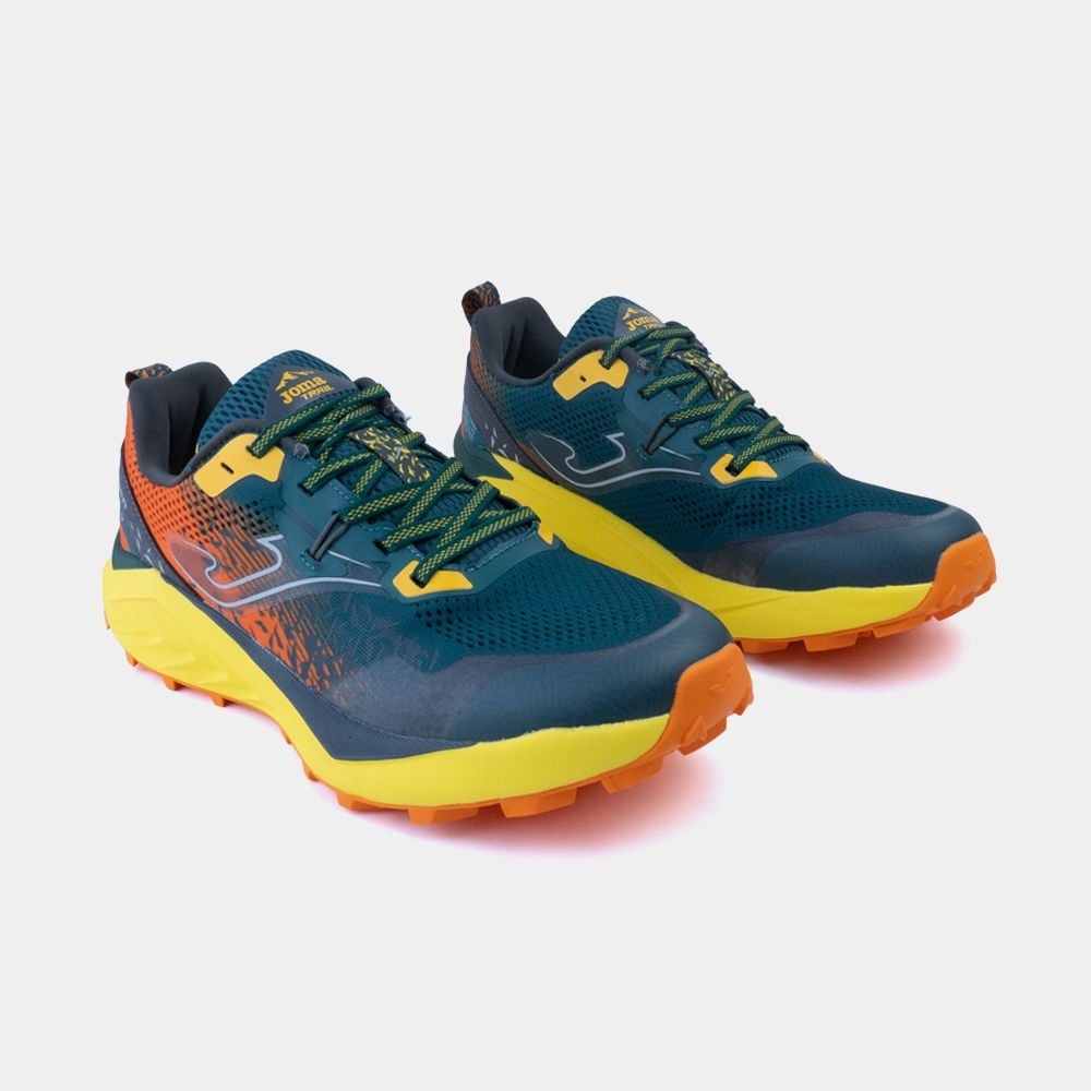 ZAPATILLAS TRAIL RUNNING TUNDRA 2617 VERDE PETRÓLEO AMARILLO NARANJA - 3