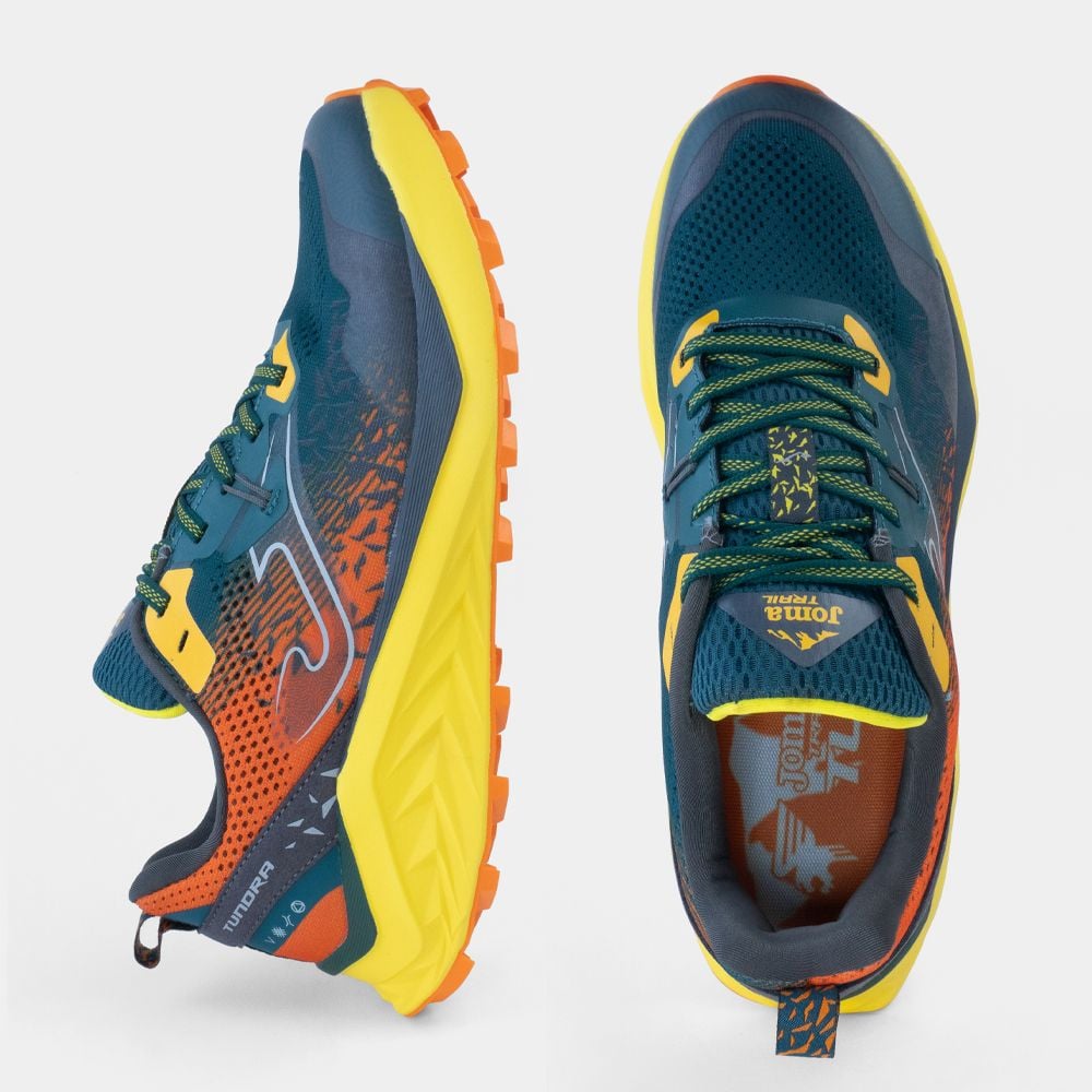 ZAPATILLAS TRAIL RUNNING TUNDRA 2617 VERDE PETRÓLEO AMARILLO NARANJA - 4