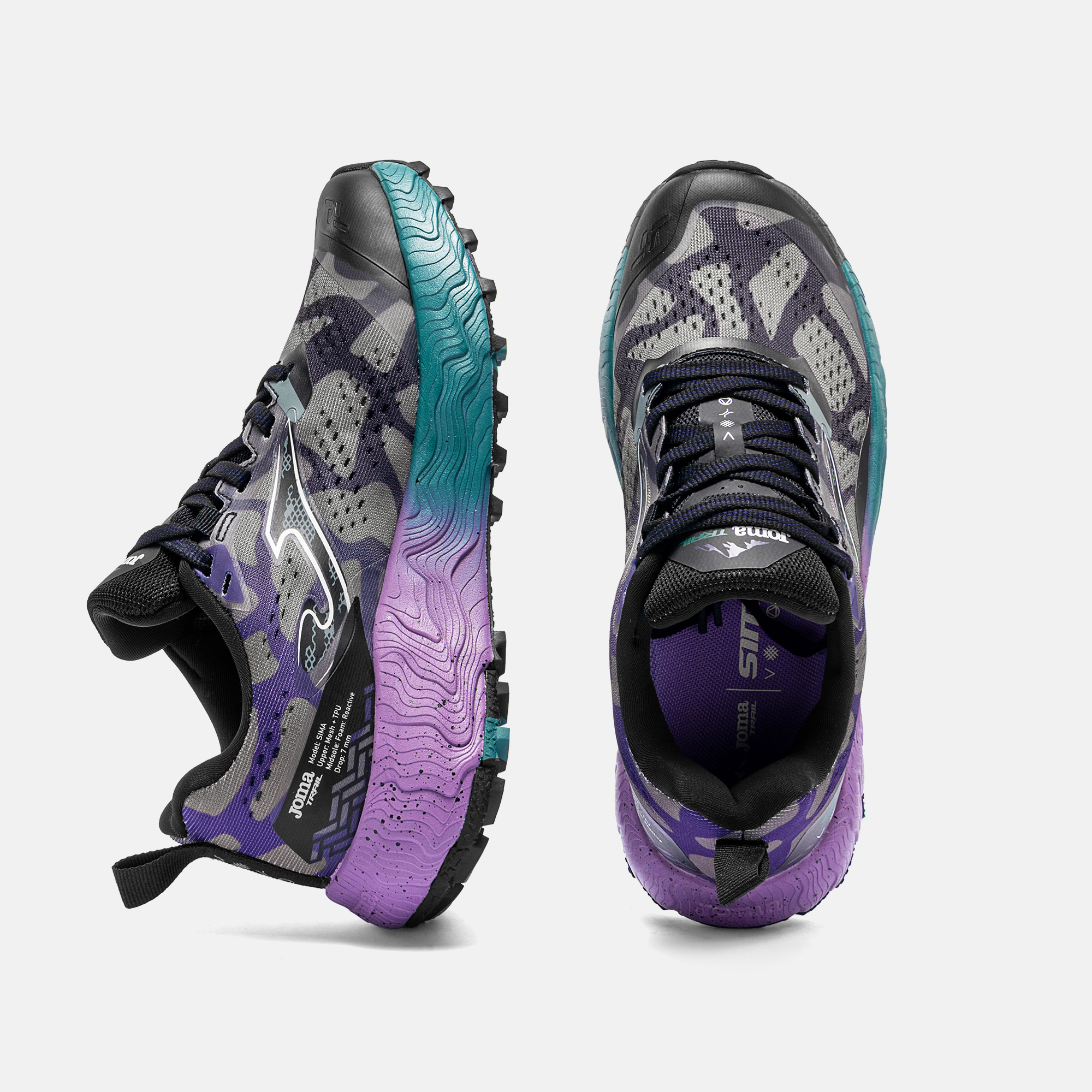 ZAPATILLAS TRAIL RUNNING SIMA LADY 2631 NEGRO MORADO - 5