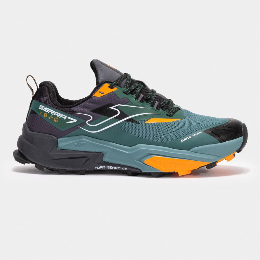 ZAPATILLAS TRAIL RUNNING SIERRA 2521 VERDE PETRÓLEO NARANJA NEGRO - 1