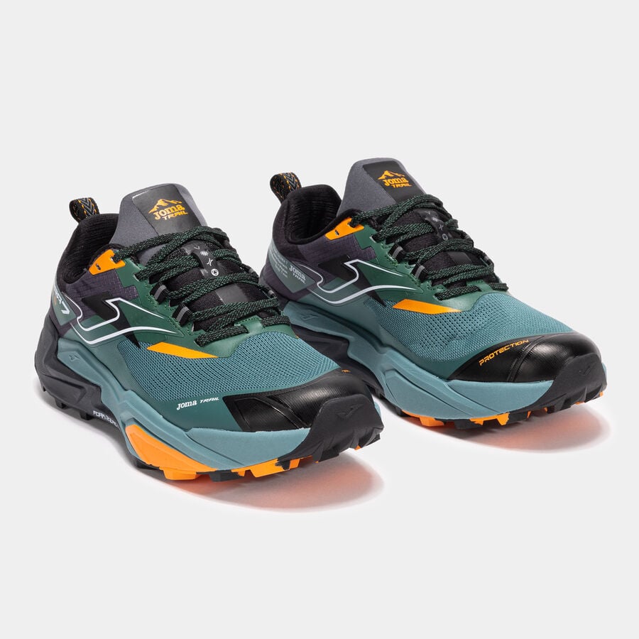 ZAPATILLAS TRAIL RUNNING SIERRA 2521 VERDE PETRÓLEO NARANJA NEGRO - 2