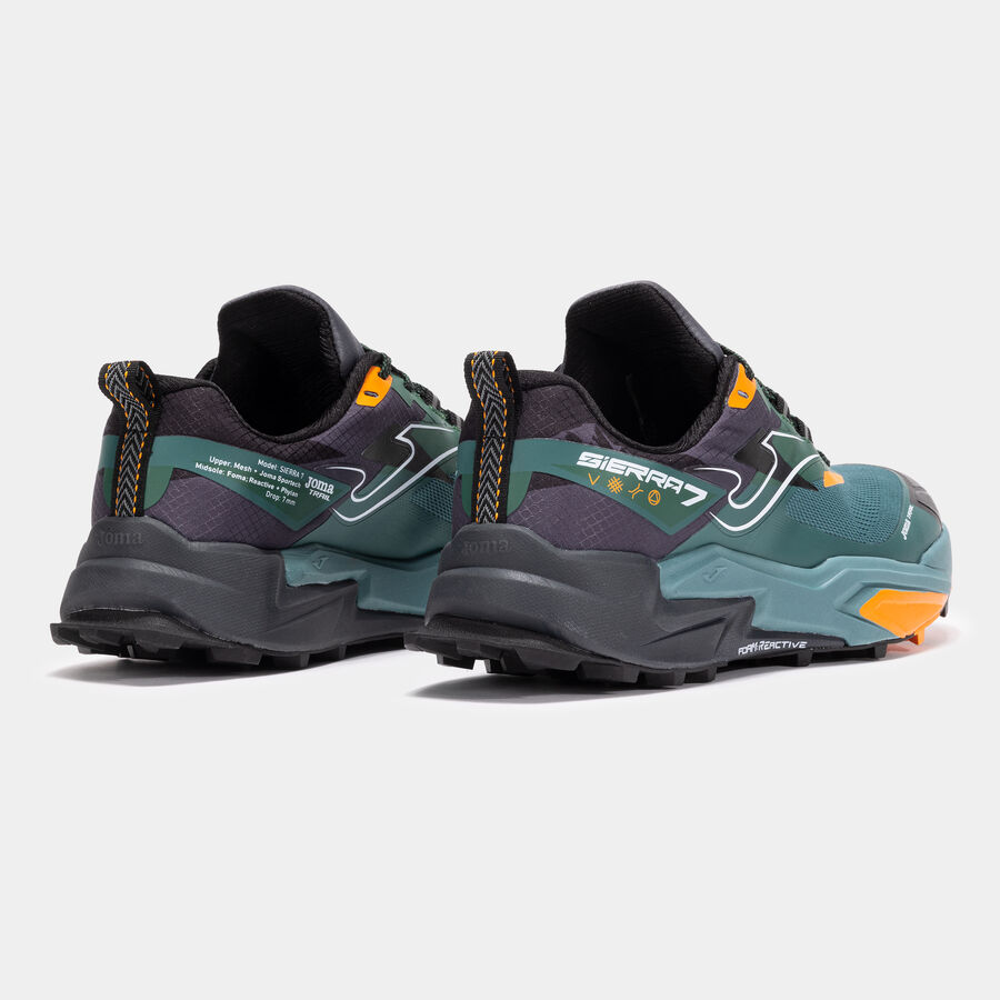 ZAPATILLAS TRAIL RUNNING SIERRA 2521 VERDE PETRÓLEO NARANJA NEGRO - 3