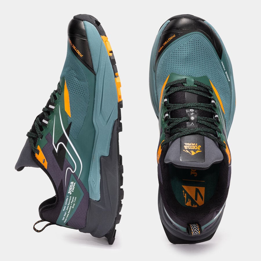 ZAPATILLAS TRAIL RUNNING SIERRA 2521 VERDE PETRÓLEO NARANJA NEGRO - 4
