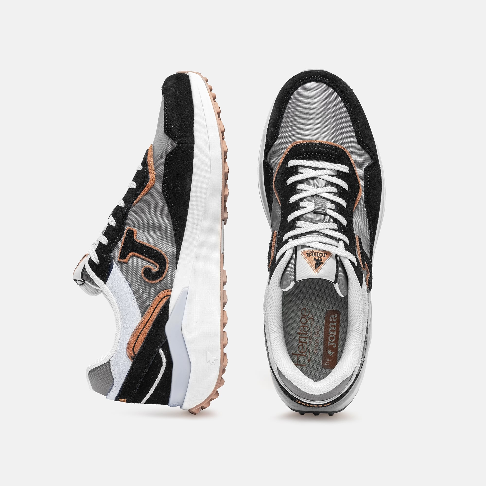 ZAPATILLAS CASUALES C.618 MEN 2601NEGRO GRIS NARANJA - 3