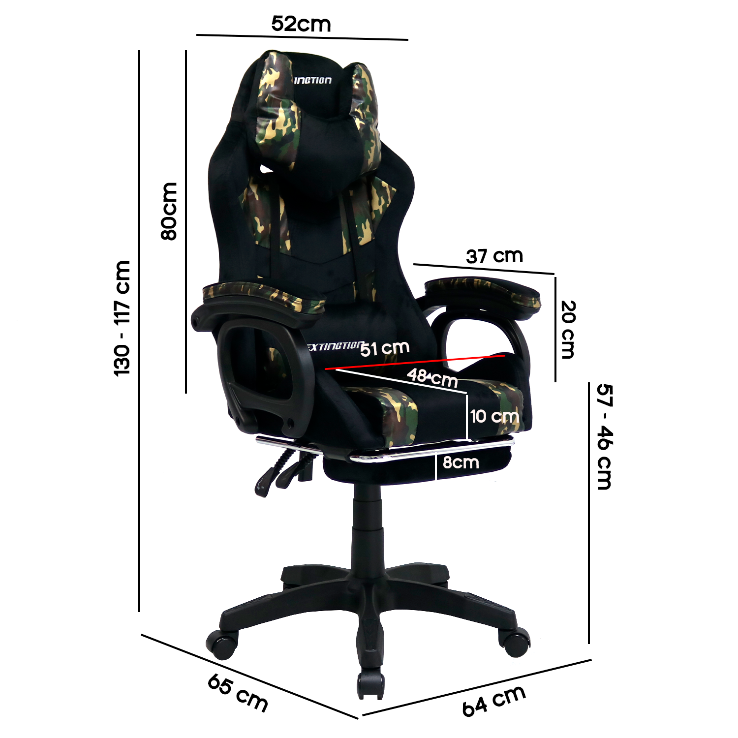 Silla Gamer Extingtion Sapp Gamuza-Cuerina Color Camuflaje - 5