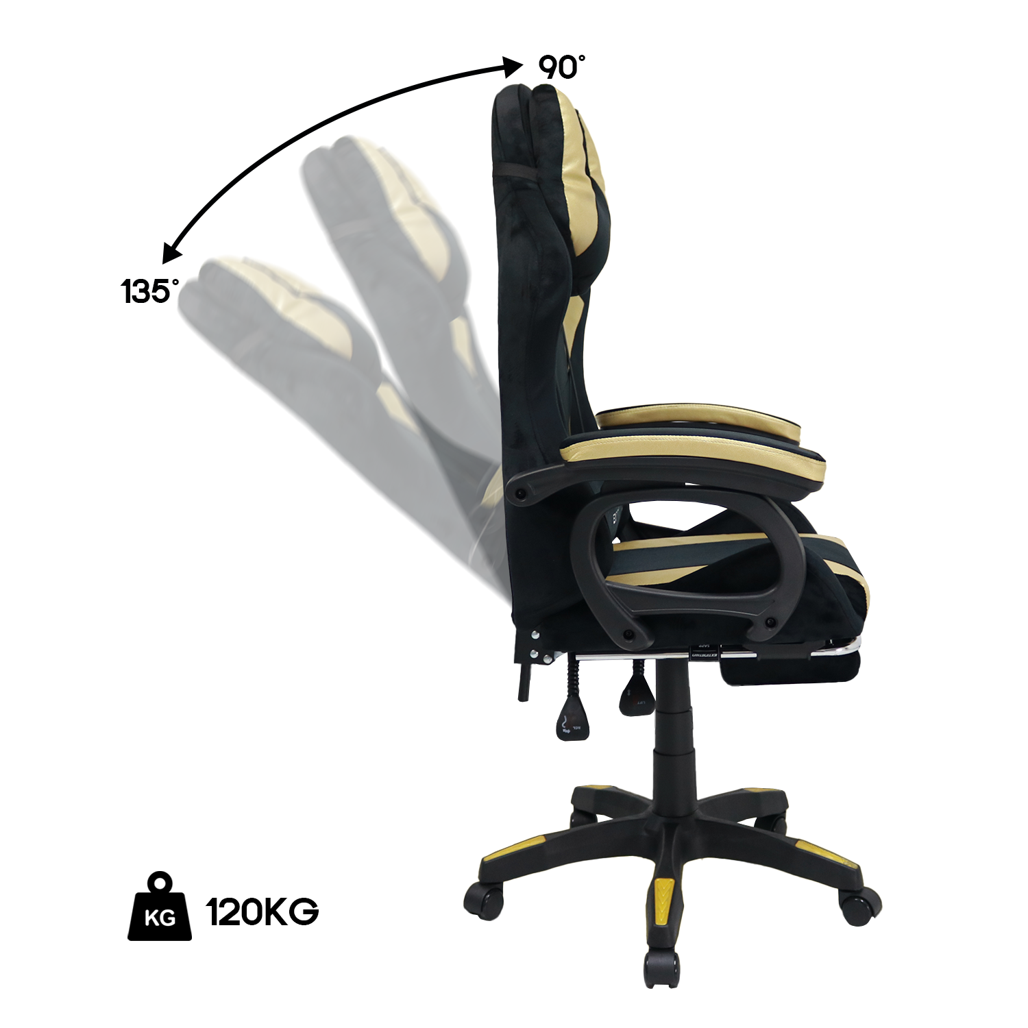 Silla Gamer Extingtion Sapp Gamuza-Cuerina Color Dorado - 4