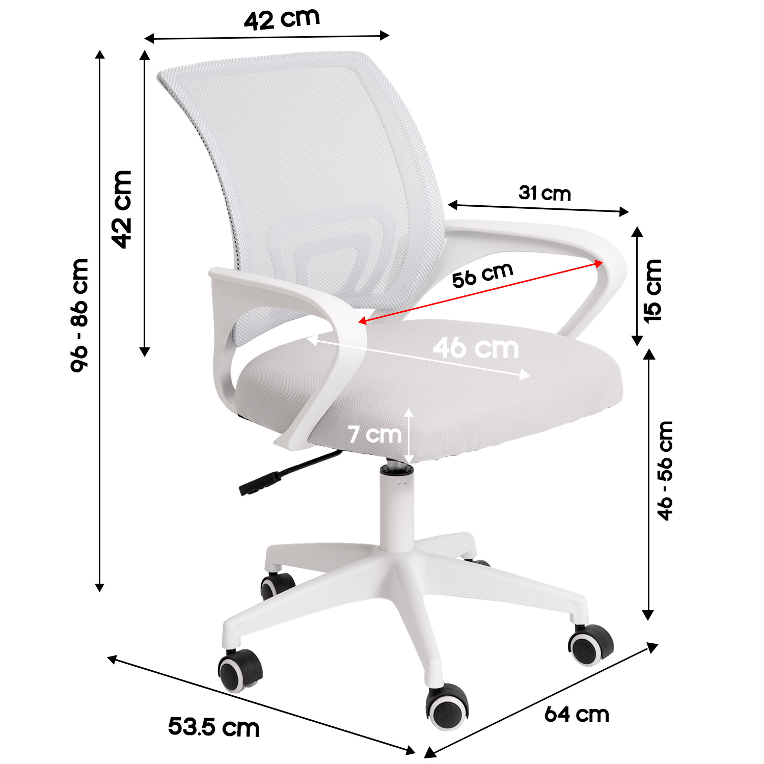 SILLA DE OFICINA ERGONÓMICA JANE CON SOPORTE LUMBAR - 5