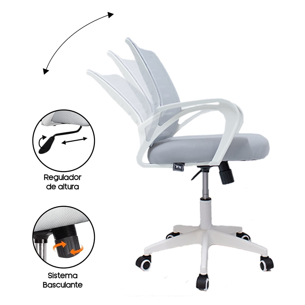 SILLA DE OFICINA ERGONÓMICA MARKIAH BASE DE NYLON - SISTEMA BASCULANTE - 2