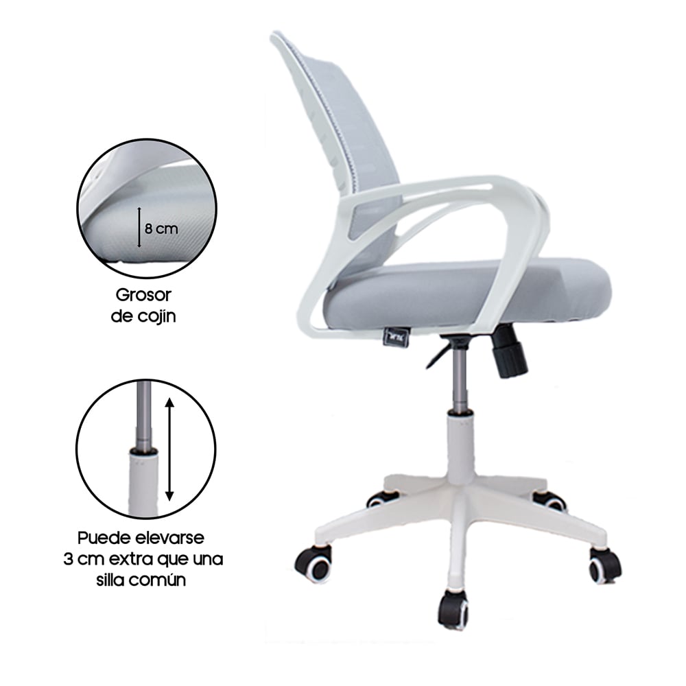 SILLA DE OFICINA ERGONÓMICA MARKIAH BASE DE NYLON - SISTEMA BASCULANTE - 4
