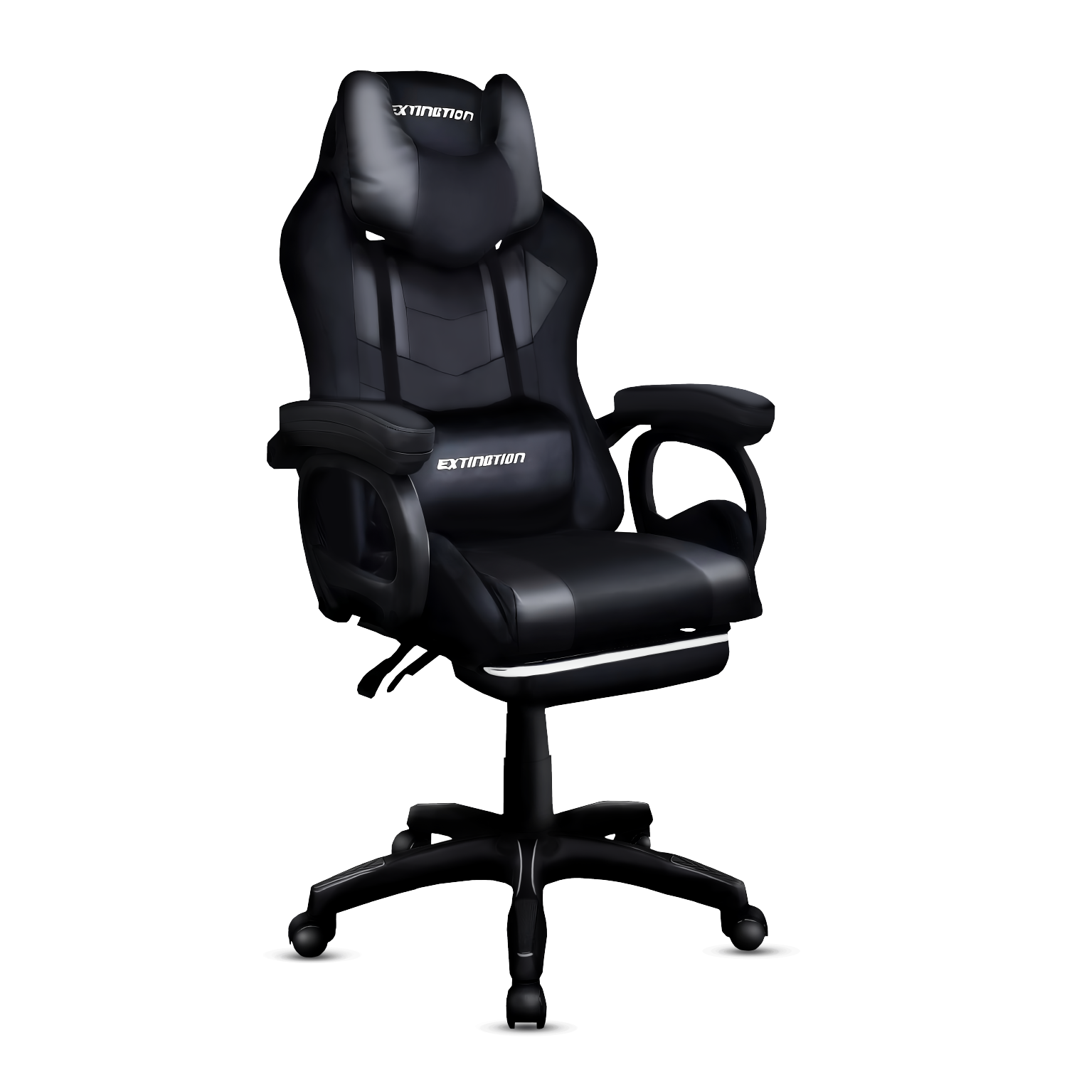 SILLA GAMER EXTINGTIÓN SAPP RECLINÁBLE DE GAMUZA Y CUERINA NEGRO - 1