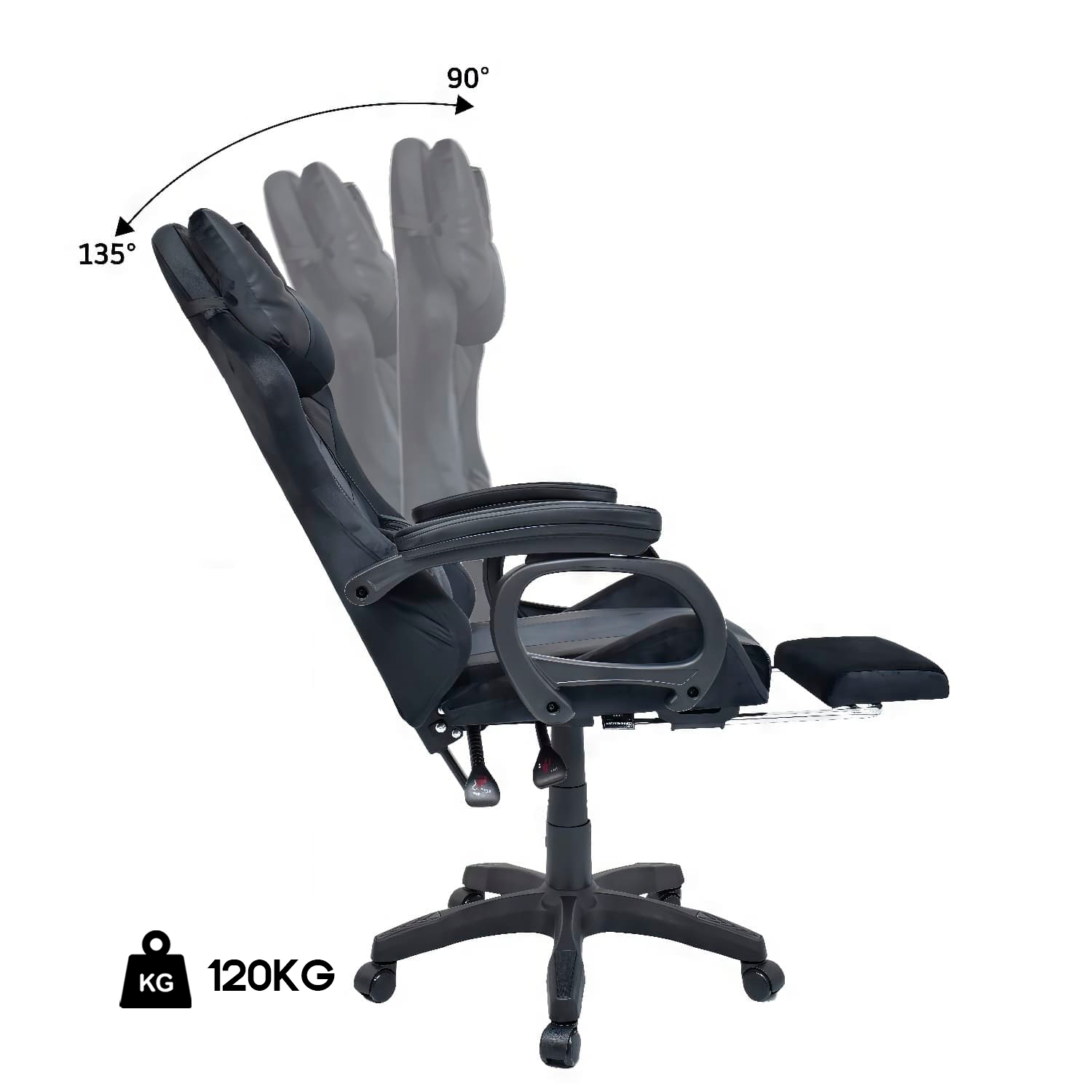 Silla Gamer Extingtion Sapp Gamuza-Cuerina Color Negro - 4