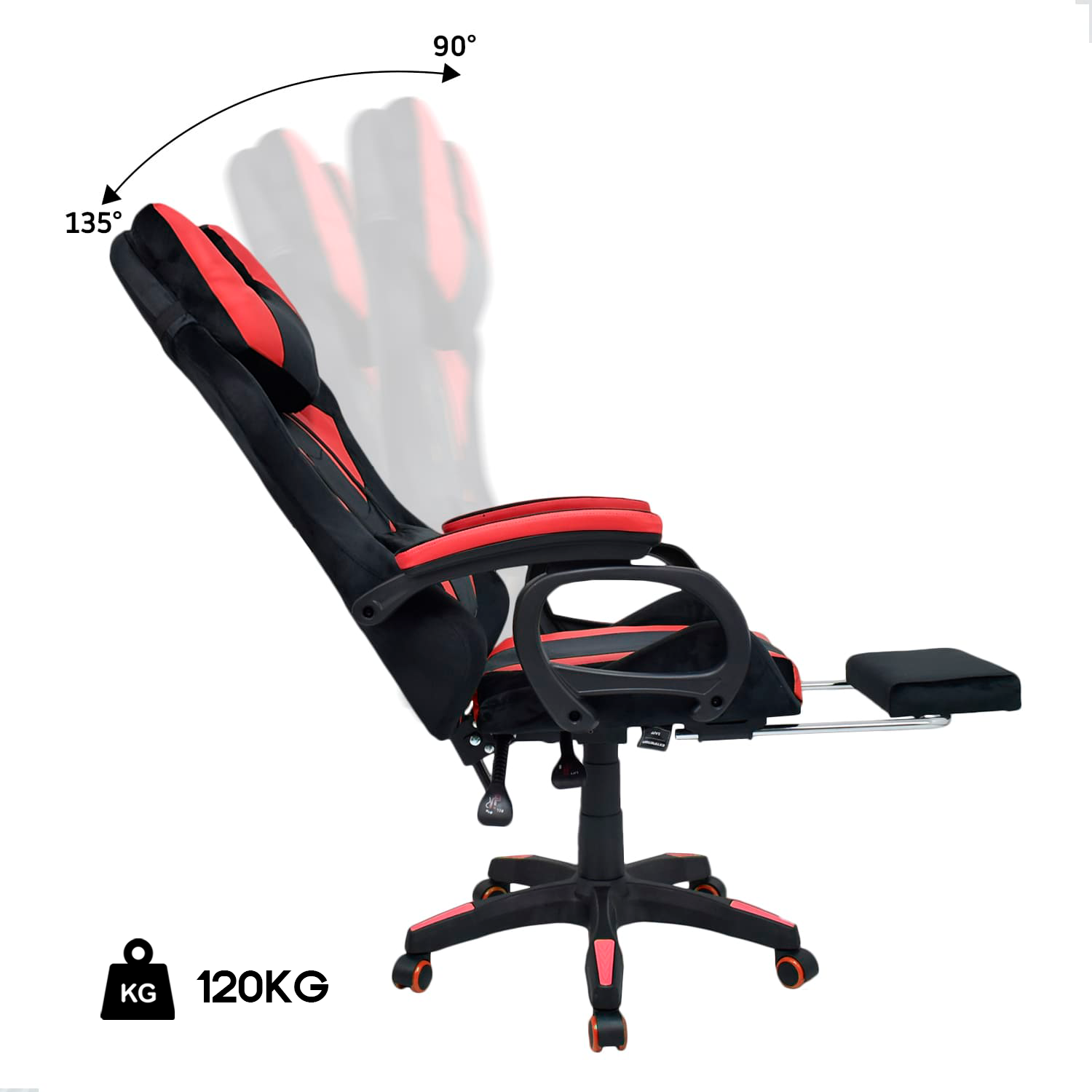 Silla Gamer Extingtion Sapp Gamuza-Cuerina Color Rojo - 4