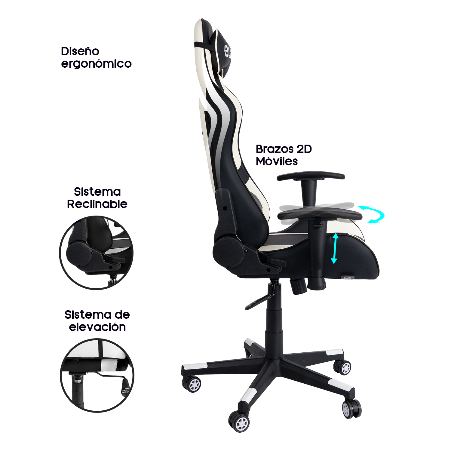SILLA GAMER ERGONÓMICA BLAZZE EXODO - NEGRO - 2