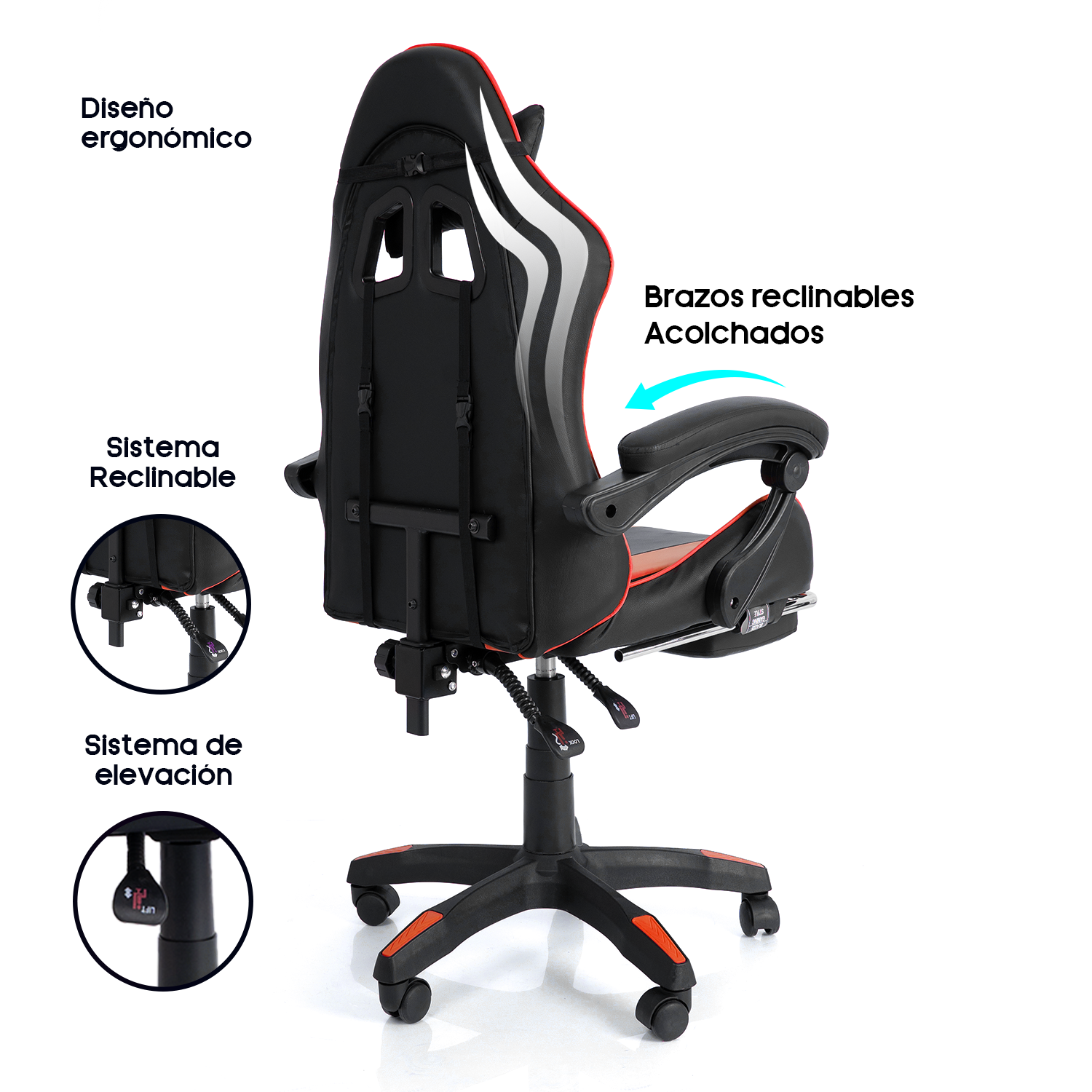 SILLA GAMER ERGONÓMICA BLAZZE LOOT - ROJO - 2