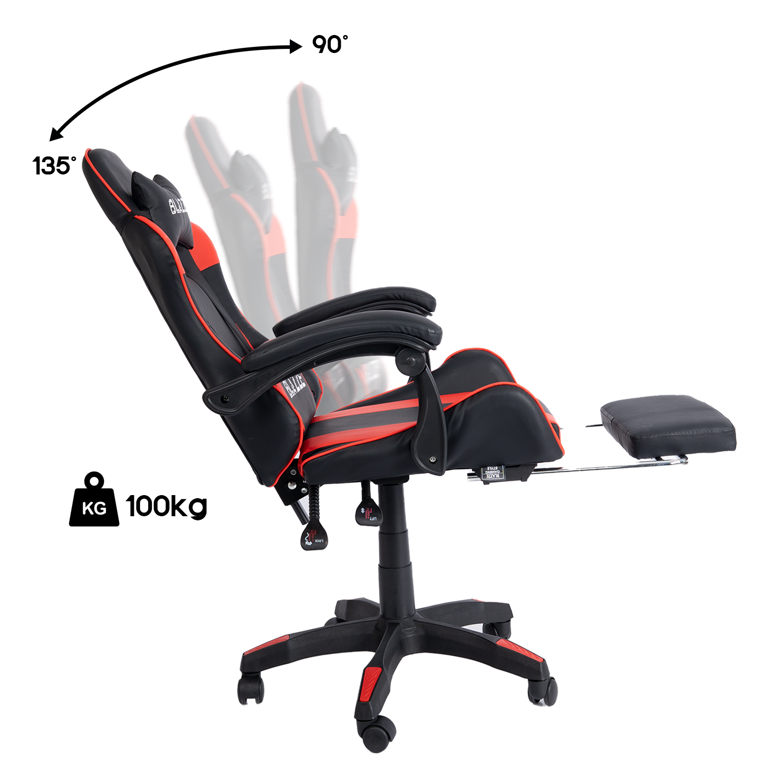SILLA GAMER ERGONÓMICA BLAZZE LOOT - ROJO - 3
