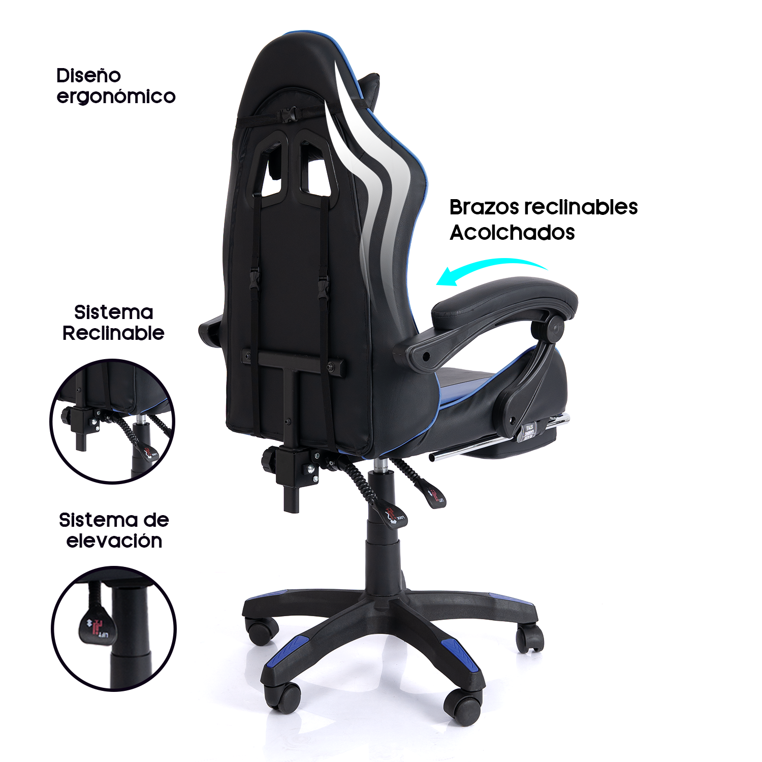 SILLA GAMER ERGONÓMICA BLAZZE LOOT - AZUL - 2